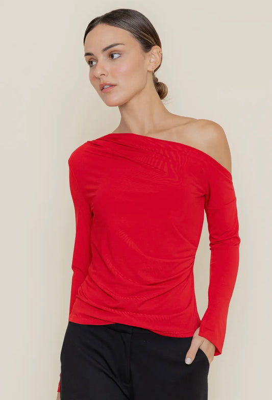 Draped Elevated Basic One Shoulder
Long Sleeve