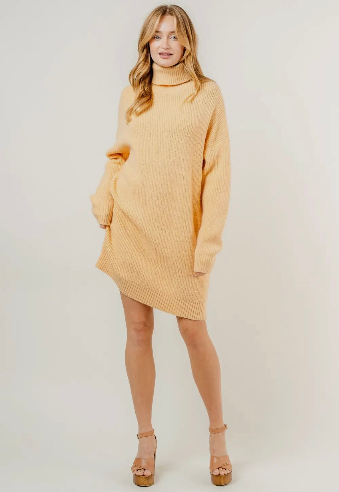 Oversized Sweater Dress with High Neck