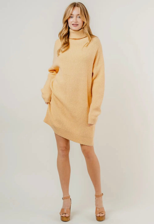 Oversized Sweater Dress with High Neck