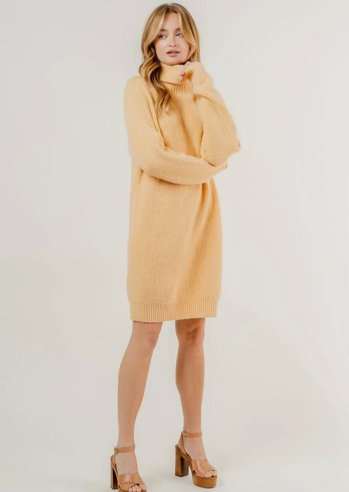 Oversized Sweater Dress with High Neck